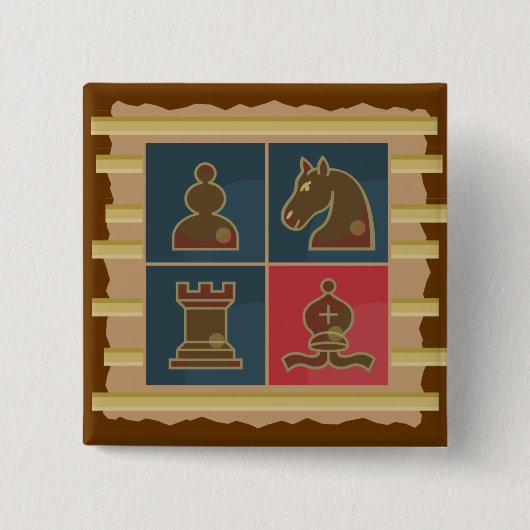 Chess Squares Vierkante Button 5,1 Cm (Voorkant)
