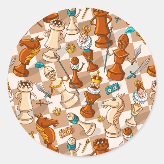 Chess-strijd Ronde Sticker (Voorkant)