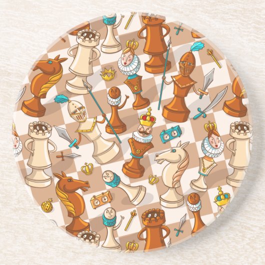 Chess-strijd Zandsteen Onderzetter (Voorkant)