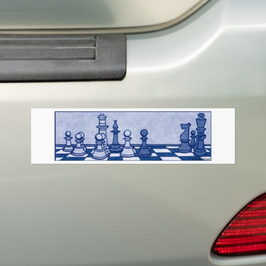 Chess Study in Blue Bumpersticker (Op auto)