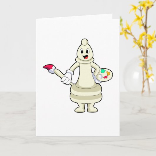 Chess-stuk bisschop als schilder met penseel en kl kaart (Gele Bloem)