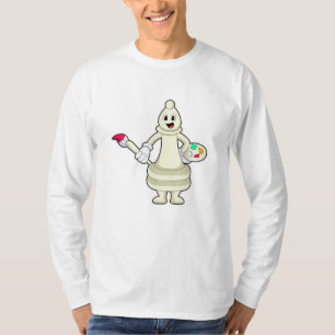Chess-stuk bisschop als schilder met penseel en kl t-shirt