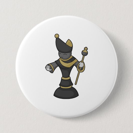Chess-stuk bisschop Chess Ronde Button 7,6 Cm (Voorkant)