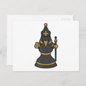 Chess-stuk bisschop op Chess met Personeel Briefkaart (Voorkant / Achterkant)