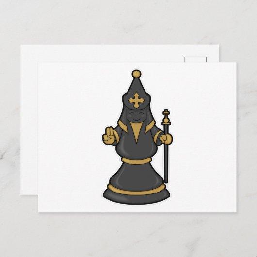 Chess-stuk bisschop op Chess met Personeel Briefkaart (Voorkant / Achterkant)