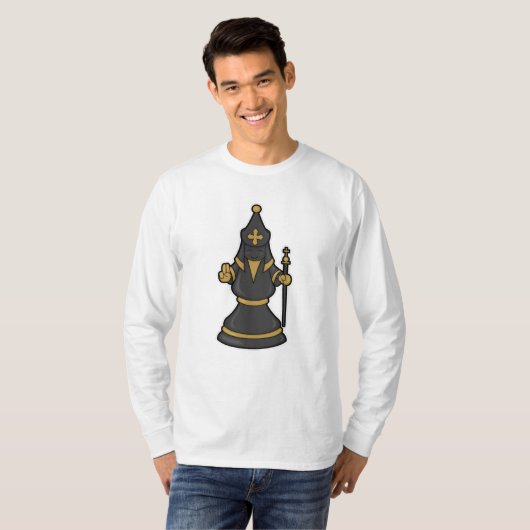 Chess-stuk bisschop op Chess met Personeel T-shirt (Voorkant volledig)