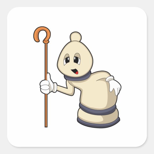 Chess-stuk bisschop op Chess Vierkante Sticker (Voorkant)