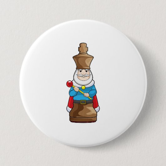 Chess-stuk King Chess Ronde Button 7,6 Cm (Voorkant)