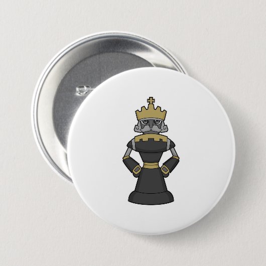 Chess-stuk King Crown Chess Ronde Button 7,6 Cm (Voorkant /achterkant)