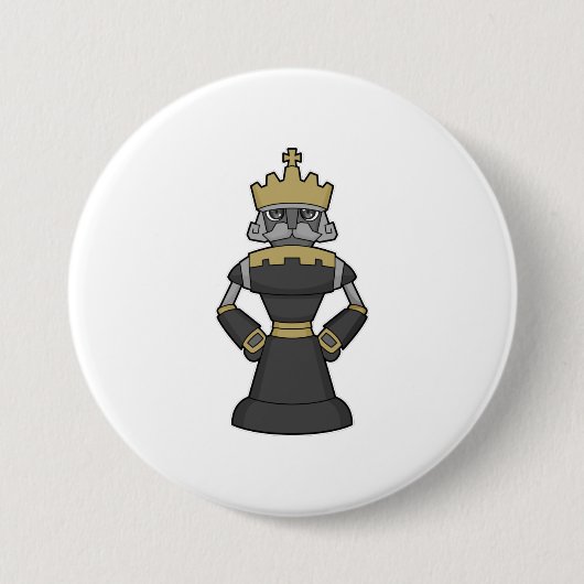 Chess-stuk King Crown Chess Ronde Button 7,6 Cm (Voorkant)