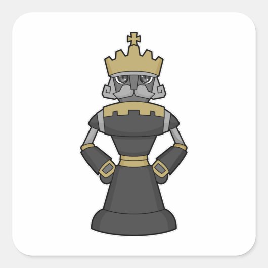 Chess-stuk King Crown Chess Vierkante Sticker (Voorkant)