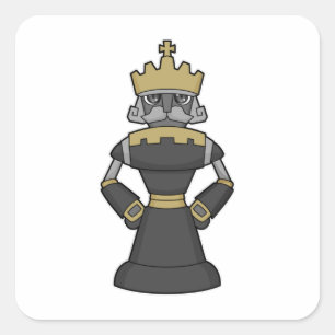 Chess-stuk King Crown Chess Vierkante Sticker