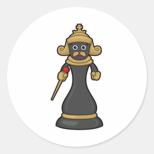 Chess-stuk King op Chess met Personeel Ronde Sticker (Voorkant)