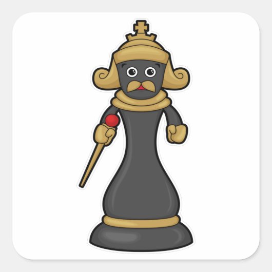 Chess-stuk King op Chess met Personeel Vierkante Sticker (Voorkant)
