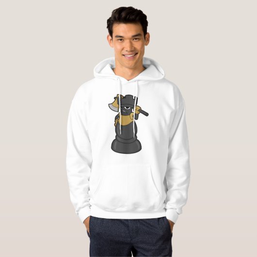 Chess-stuk Rook bij Chess met Ax Hoodie (Voorkant volledig)