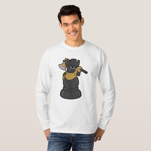 Chess-stuk Rook bij Chess met Ax T-shirt (Voorkant volledig)