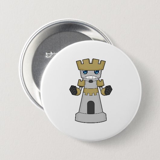 Chess-stuk Rook Chess Ronde Button 7,6 Cm (Voorkant /achterkant)