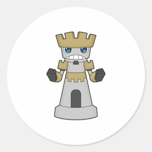 Chess-stuk Rook Chess Ronde Sticker (Voorkant)