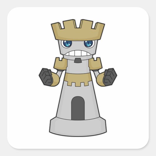 Chess-stuk Rook Chess Vierkante Sticker (Voorkant)