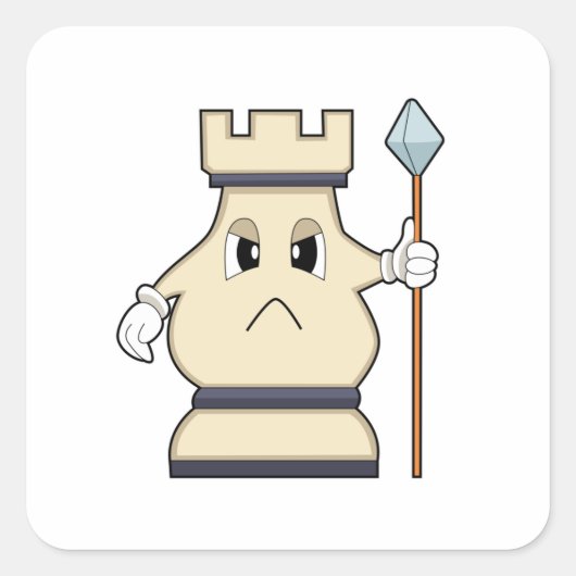 Chess-stuk Rook op Chess.PNG Vierkante Sticker (Voorkant)