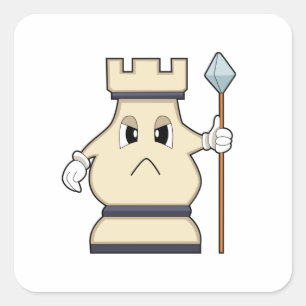 Chess-stuk Rook op Chess.PNG Vierkante Sticker