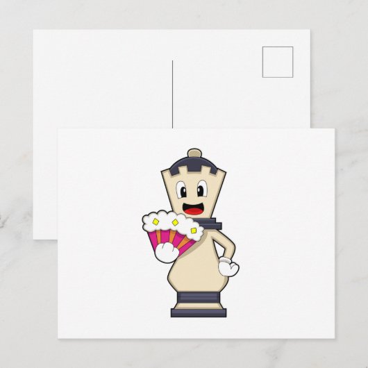 Chess-stukje koningin op Chess.PNG Briefkaart (Voorkant / Achterkant)