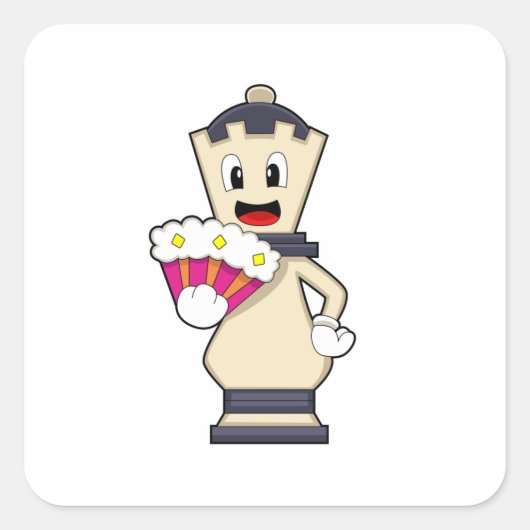 Chess-stukje koningin op Chess.PNG Vierkante Sticker (Voorkant)