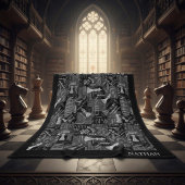 Chess Terms and Piecets Black and White ID784 Fleece Deken