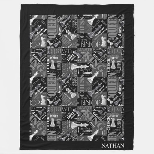 Chess Terms and Piecets Black and White ID784 Fleece Deken (Voorkant)