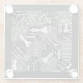 Chess Terms and Piecets Black and White ID784 Glazen Onderzetter (Achterkant)