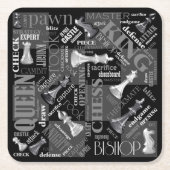 Chess Terms and Piecets Black and White ID784 Kartonnen Onderzetters (Voorkant)