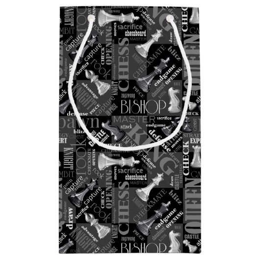 Chess Terms and Piecets Black and White ID784 Klein Cadeauzakje (Achterkant)