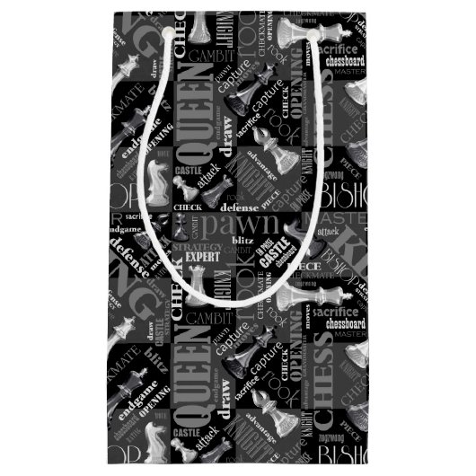 Chess Terms and Piecets Black and White ID784 Klein Cadeauzakje (Voorkant)