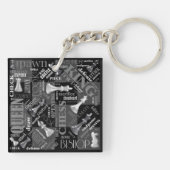 Chess Terms and Piecets Black and White ID784 Sleutelhanger (Achterkant)