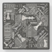 Chess Terms and Piecets Black and White ID784 Stenen Onderzetter (Voorkant)