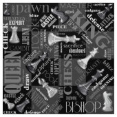 Chess Terms and Piecets Black and White ID784 Stof (Swatch)