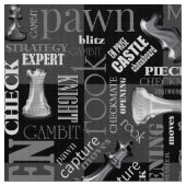 Chess Terms and Piecets Black and White ID784 Stof (Close Up)