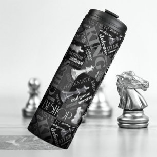 Chess Terms and Piecets Black and White ID784 Thermosbeker