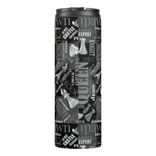 Chess Terms and Piecets Black and White ID784 Thermosbeker (Achterkant)