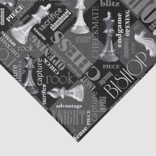 Chess Terms and Piecets Black and White ID784 Tissuepapier (Detail)