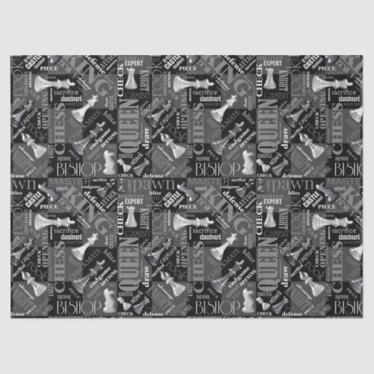 Chess Terms and Piecets Black and White ID784 Tissuepapier (Voorkant)