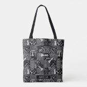Chess Terms and Piecets Black and White ID784 Tote Bag (Achterkant)