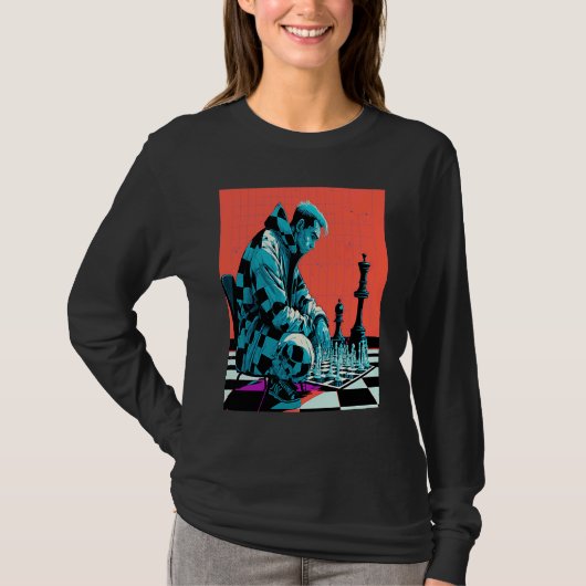 Chess Tournament Fans Retro Pop Chess Player  1 T-shirt (Voorkant)