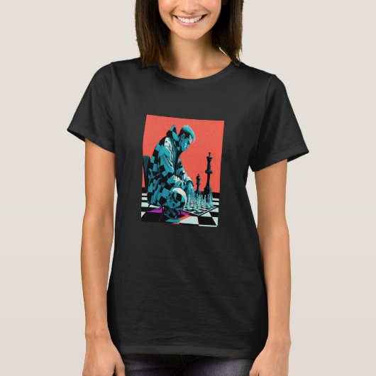 Chess Tournament Fans Retro Pop Chess Player 1 T-shirt (Voorkant)