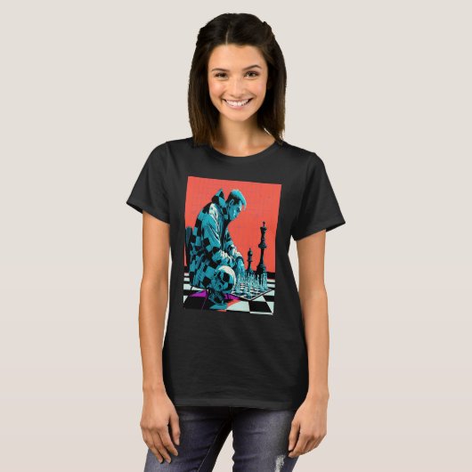 Chess Tournament Fans Retro Pop Chess Player  1 T-shirt (Voorkant volledig)
