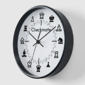Chess Wall Klock - dambord op wit (Hoek)