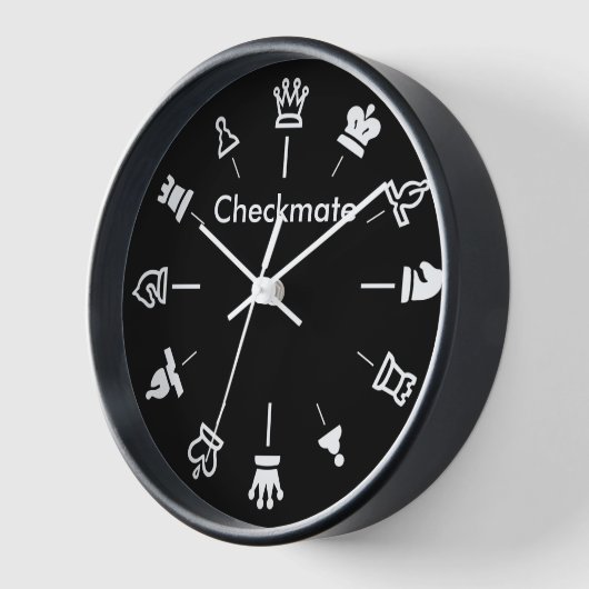 Chess Wall Klock - op zwart (Hoek)