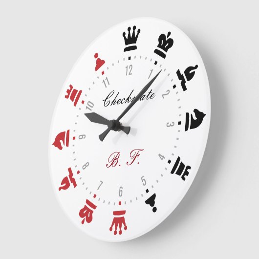 Chess Wall Klock Red en Black Grote Klok (Hoek)