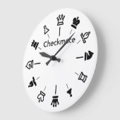 Chess Wall Klock - schaakstukjes op wit Grote Klok (Hoek)