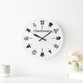 Chess Wall Klock - schaakstukjes op wit Grote Klok (Huis)
